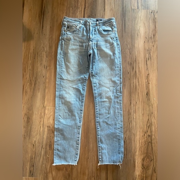 AG GUC The Stevie Ankle Slim Straight Raw Hem medium wash denim size 26R - Picture 2 of 7